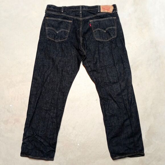 Levi's 501 Black Jeans Fits 42x31 Button Fly Original Straight Leg Grunge Denim - Picture 1 of 11